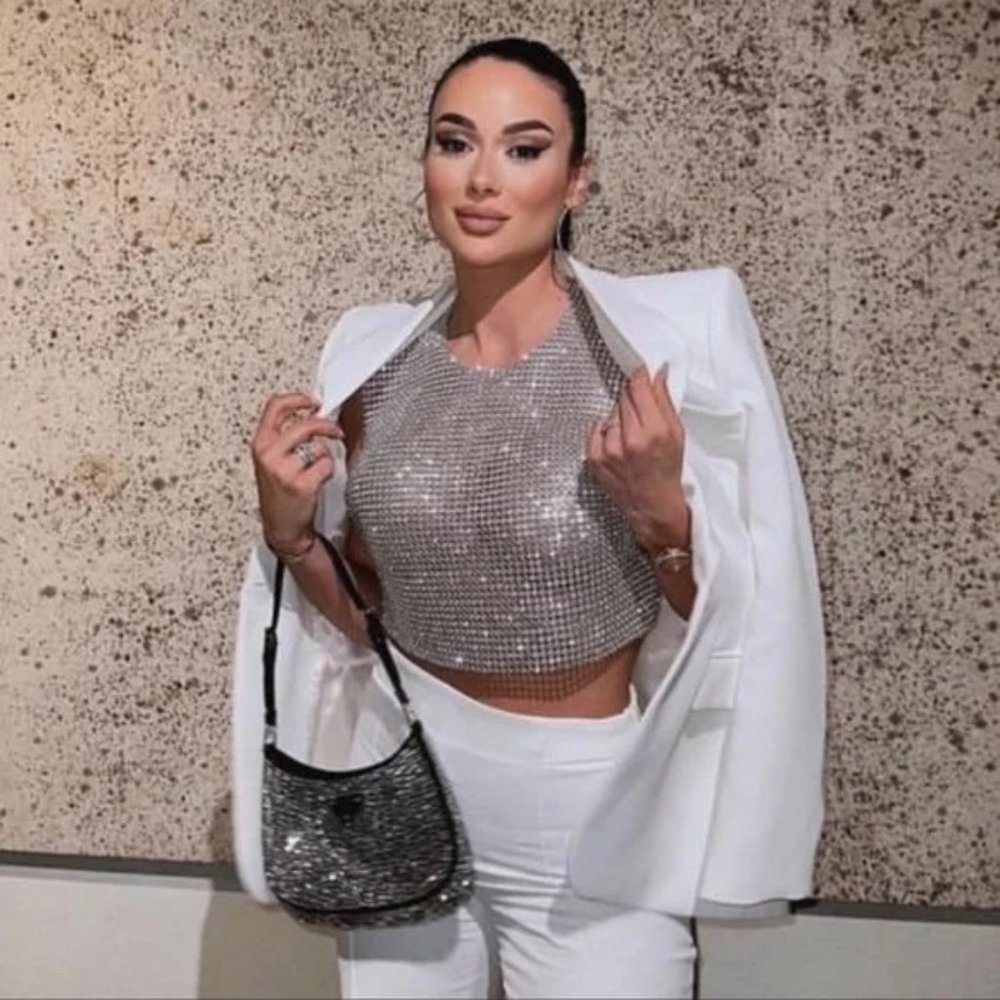 Zara Open Back Rhinestone Top